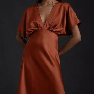 *GENTLY USED* BHLDN Leila Satin Charmeuse Dress - Cinnamon